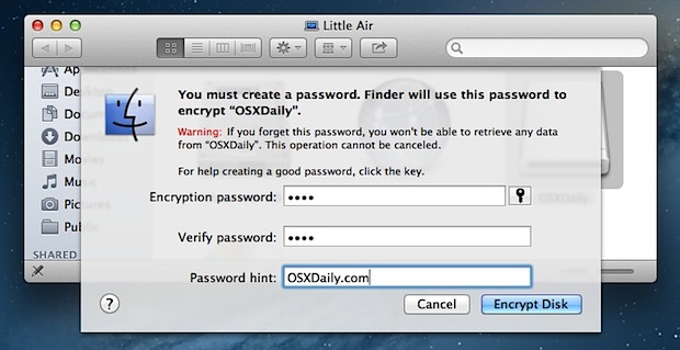 Password Hint External Drive Mac Os X